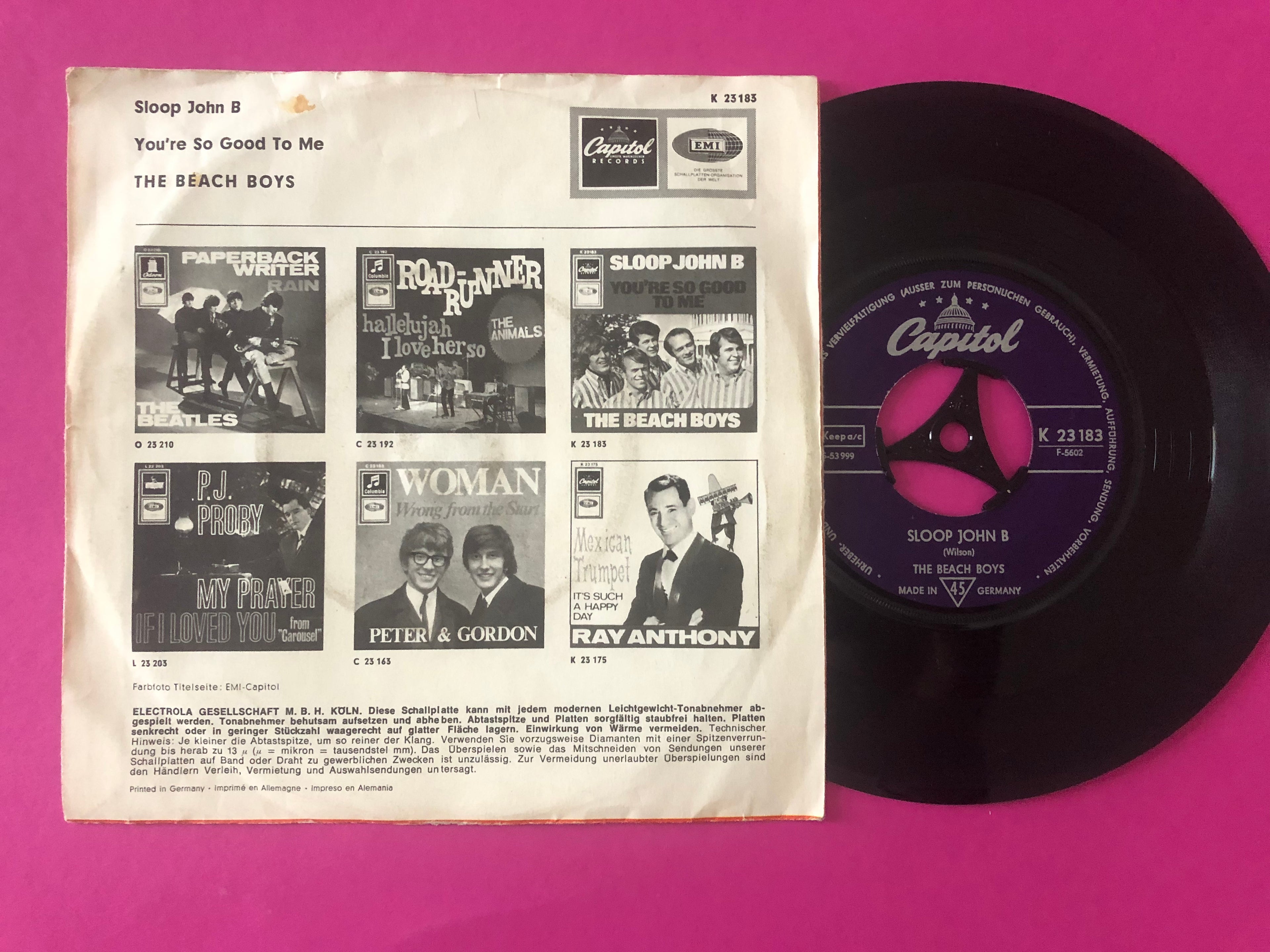 Beach Boys, The : Sloop John B / You're So Good To Me (7",Single,45 RPM)