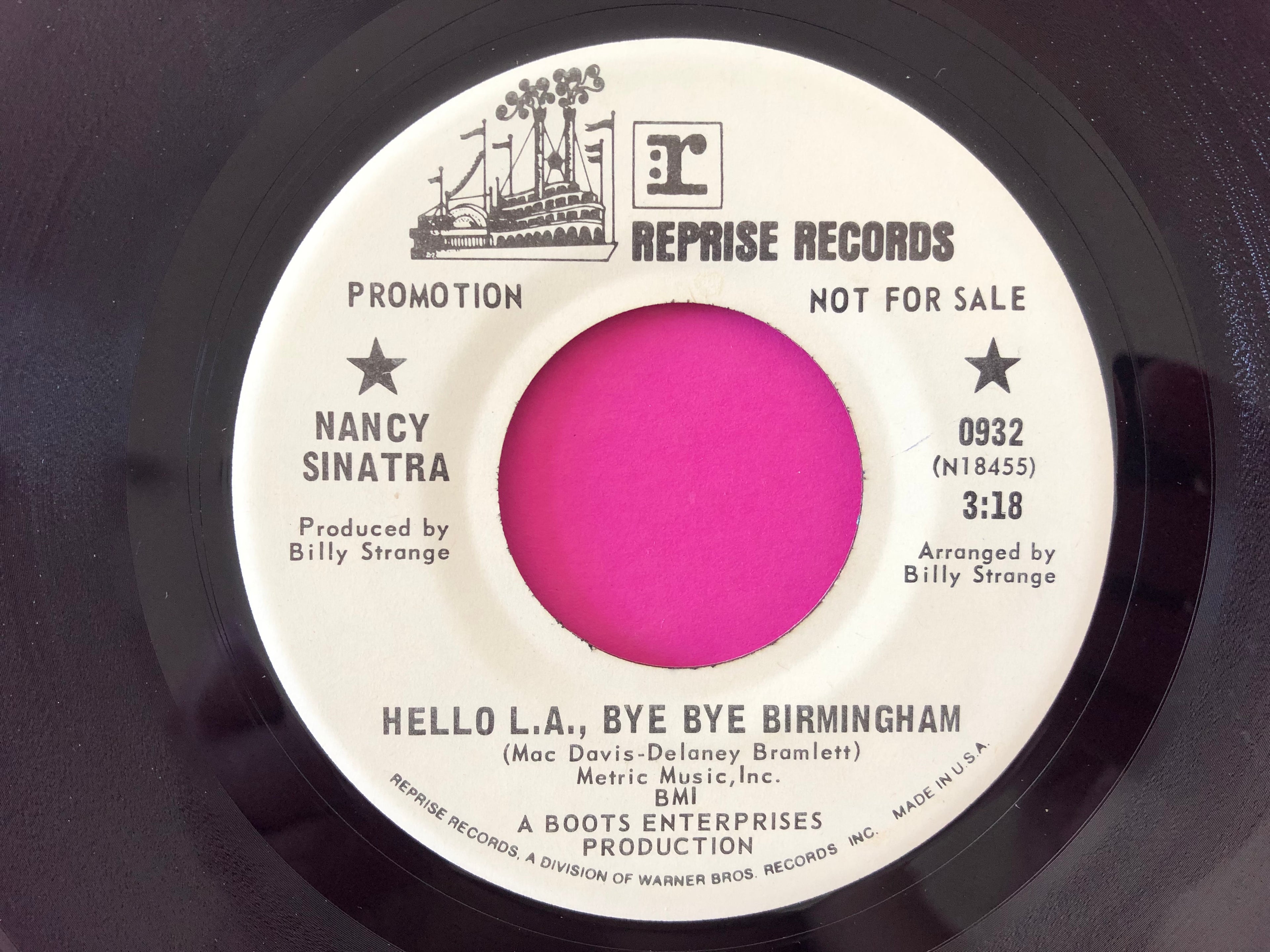 Nancy Sinatra : Hello L.A., Bye Bye Birmingham / White Tattoo (7",Single,45 RPM,Promo)