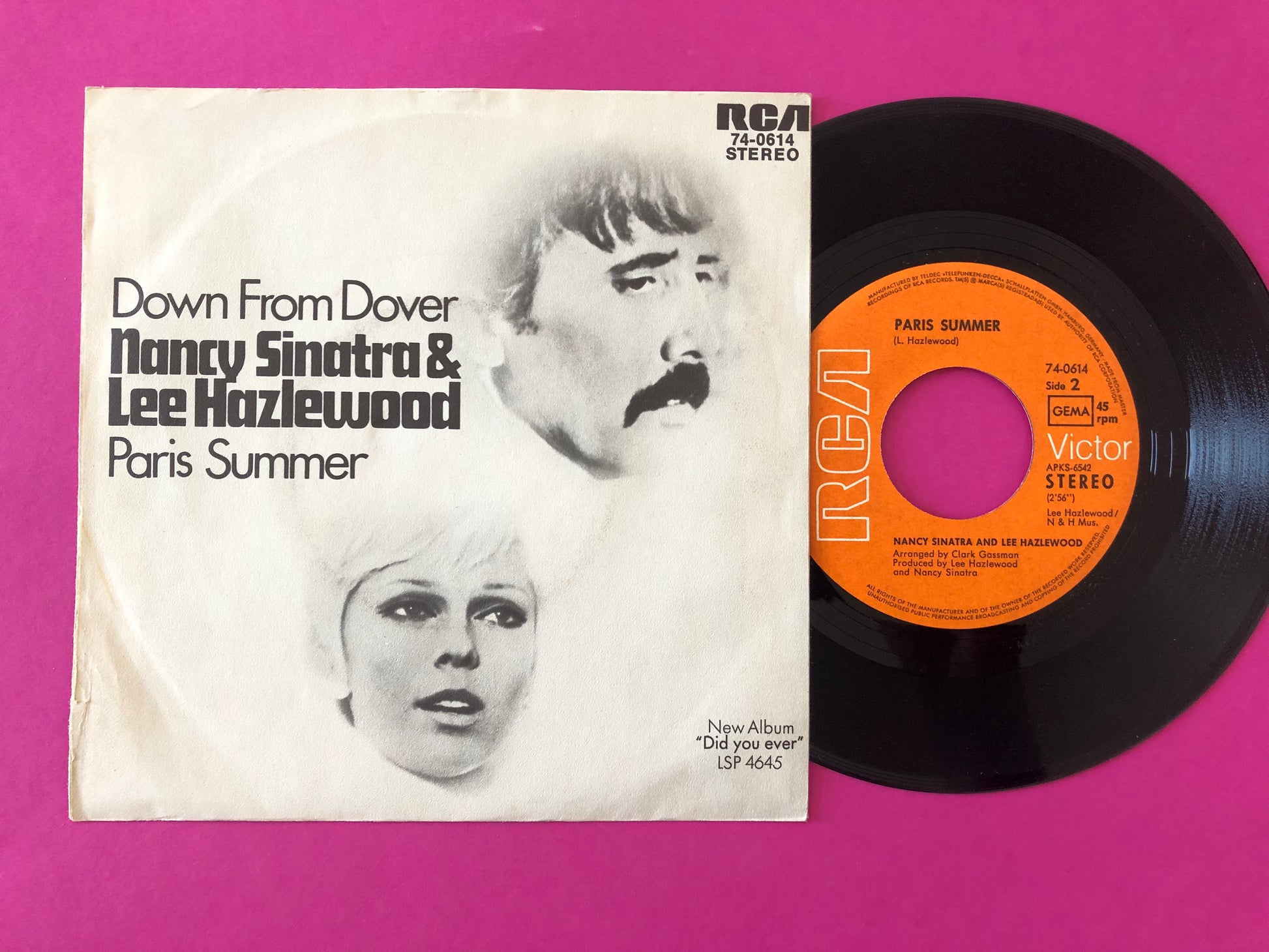 Nancy Sinatra & Lee Hazlewood : Down From Dover / Paris Summer (7",45 RPM,Single)