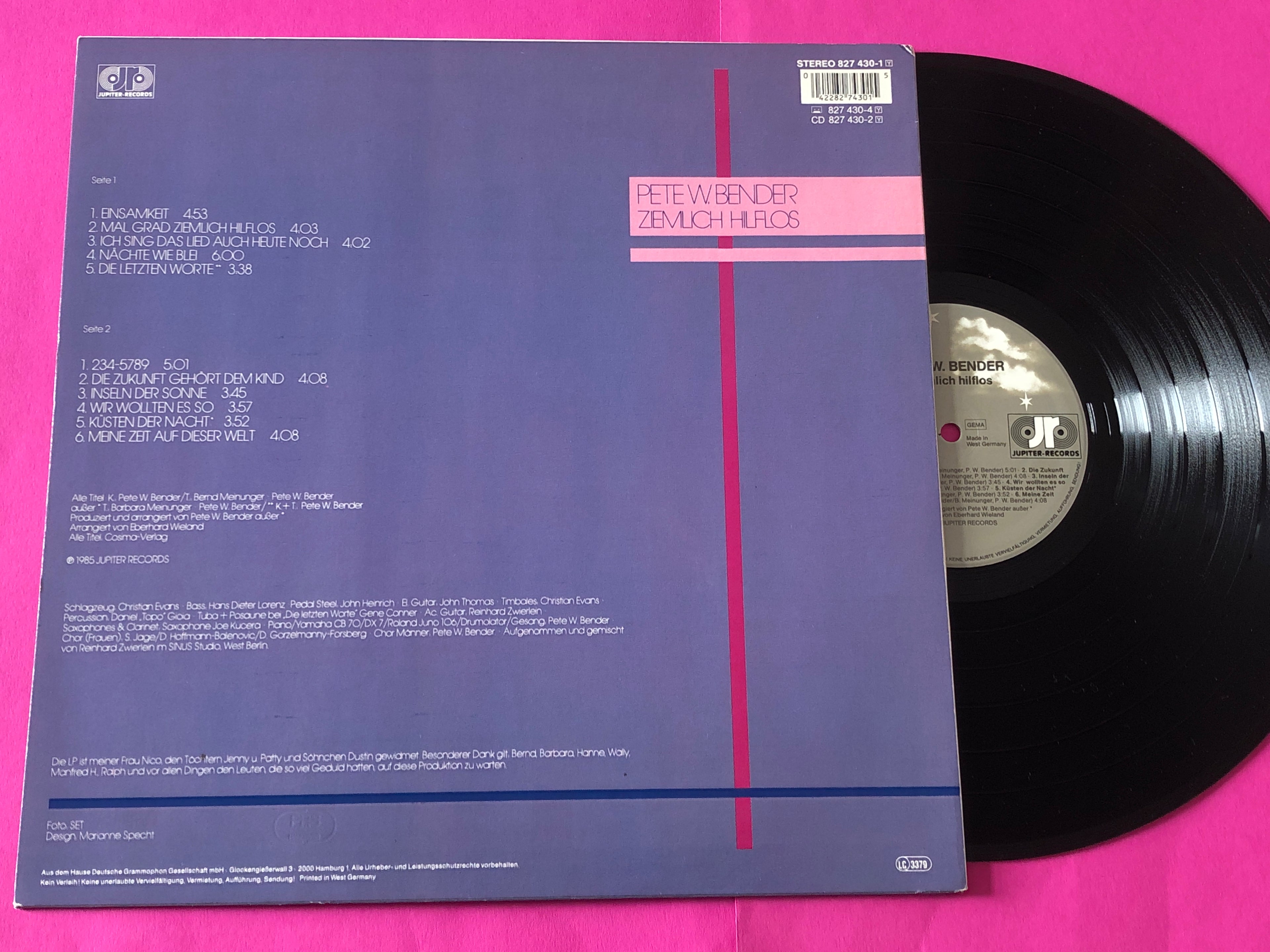 Pete Wyoming Bender : Ziemlich Hilflos (LP,Album)