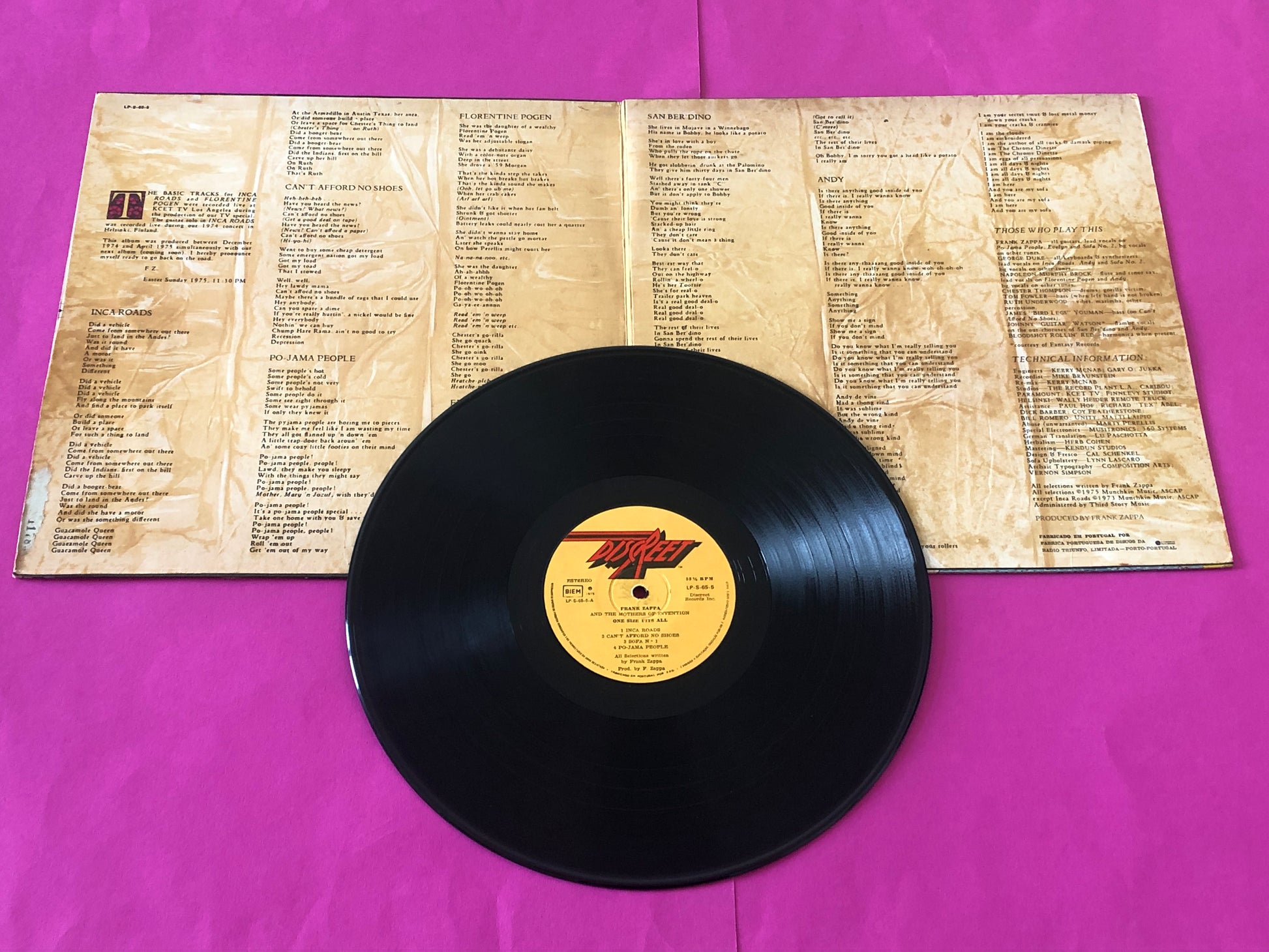 Frank Zappa and The Mothers : One Size Fits All (LP, Album, RE, Gat)