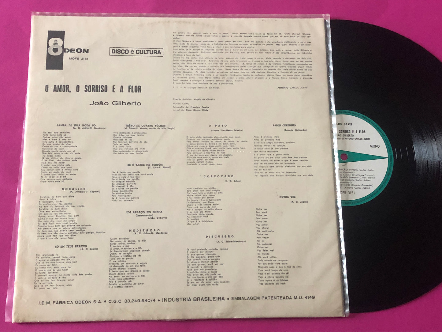 João Gilberto : O Amor, O Sorriso E A Flor (LP, Album, Mono, RE, San)
