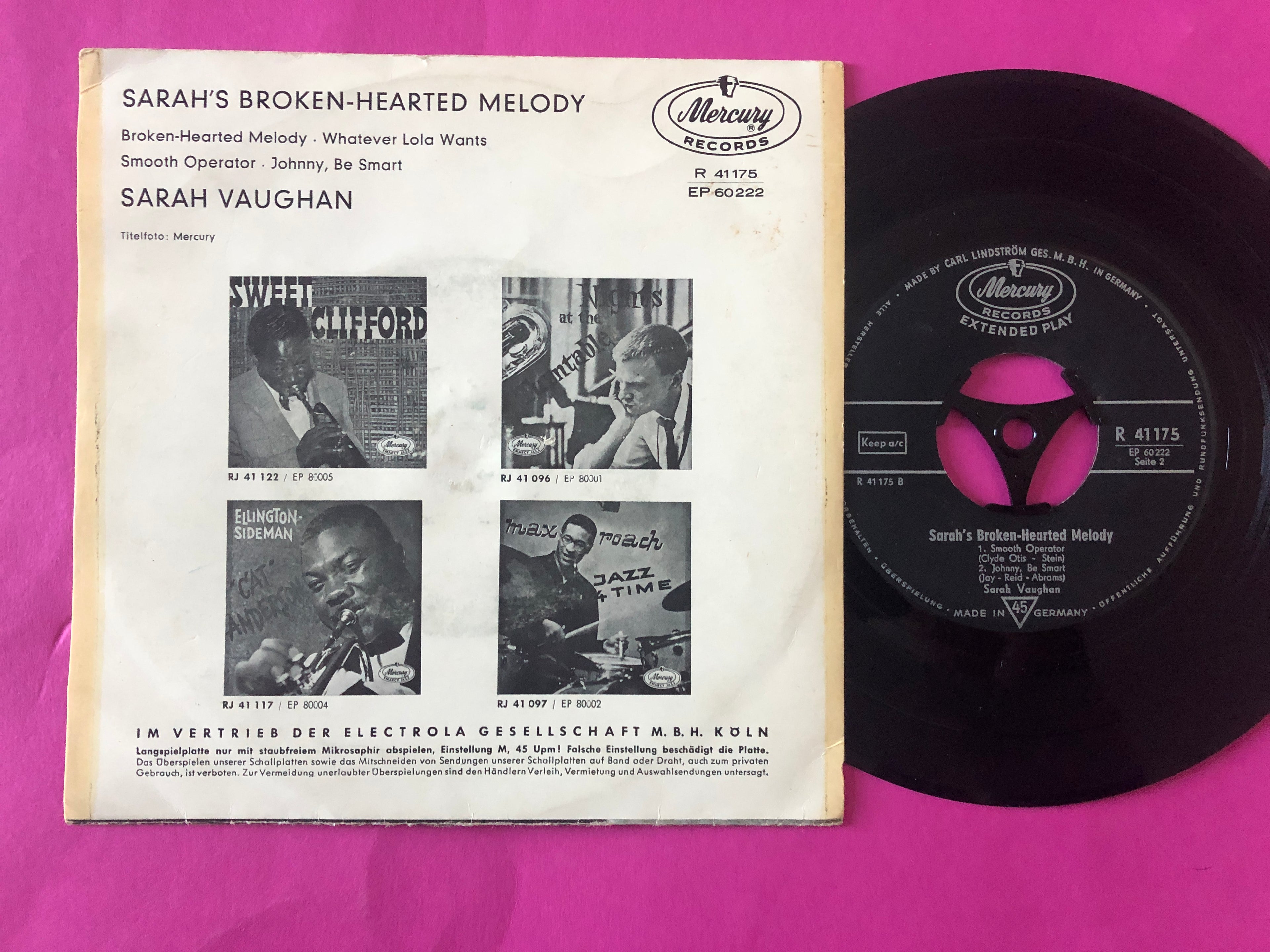 Sarah Vaughan : Sarah's Broken-Hearted Melody (7", EP)