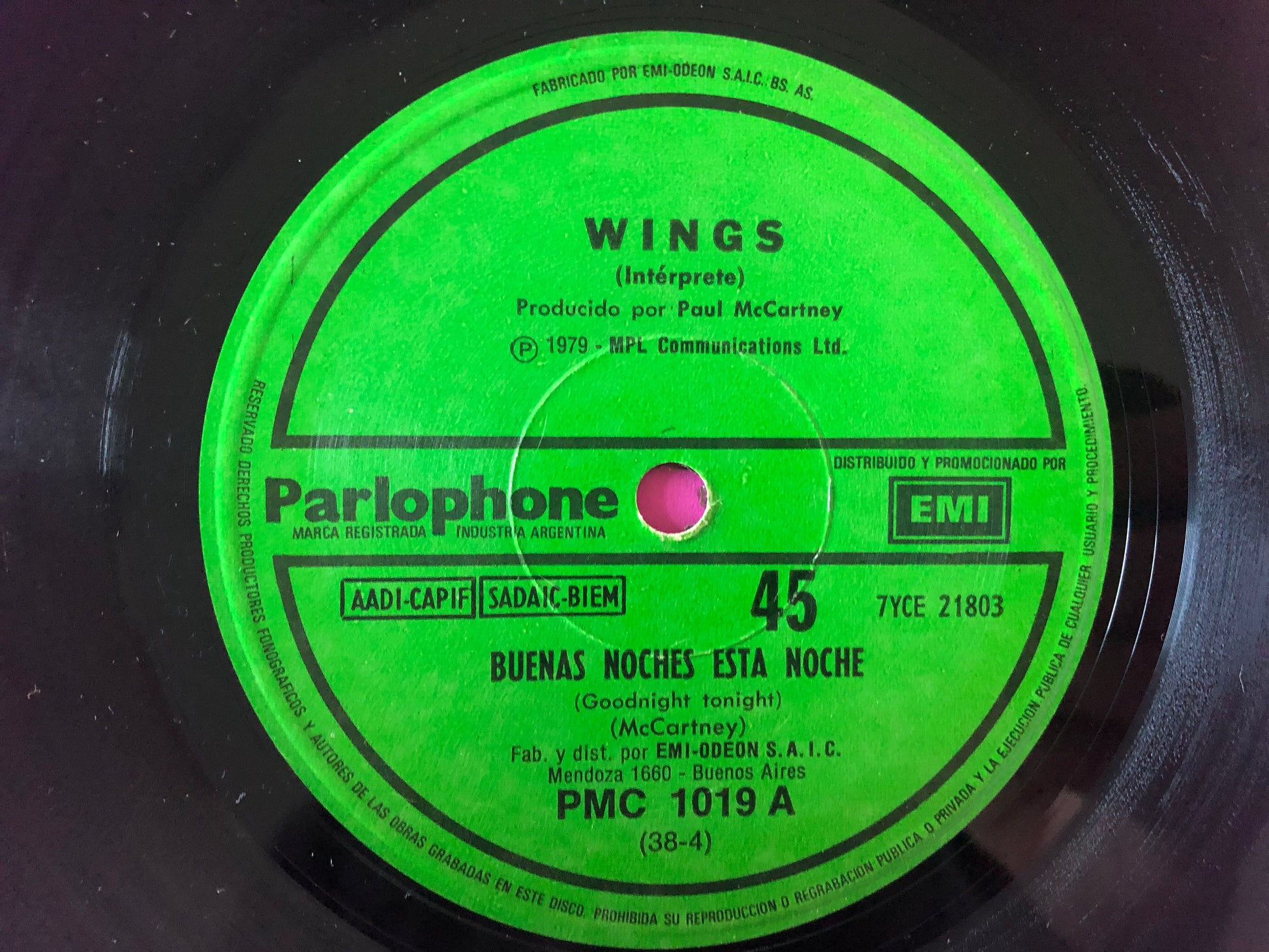 Wings (2) : Buenas Noches Esta Noche = Goodnight Tonight (7", Single)