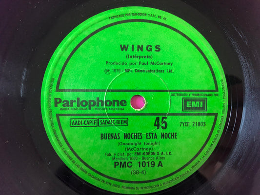 Wings (2) : Buenas Noches Esta Noche = Goodnight Tonight (7", Single)