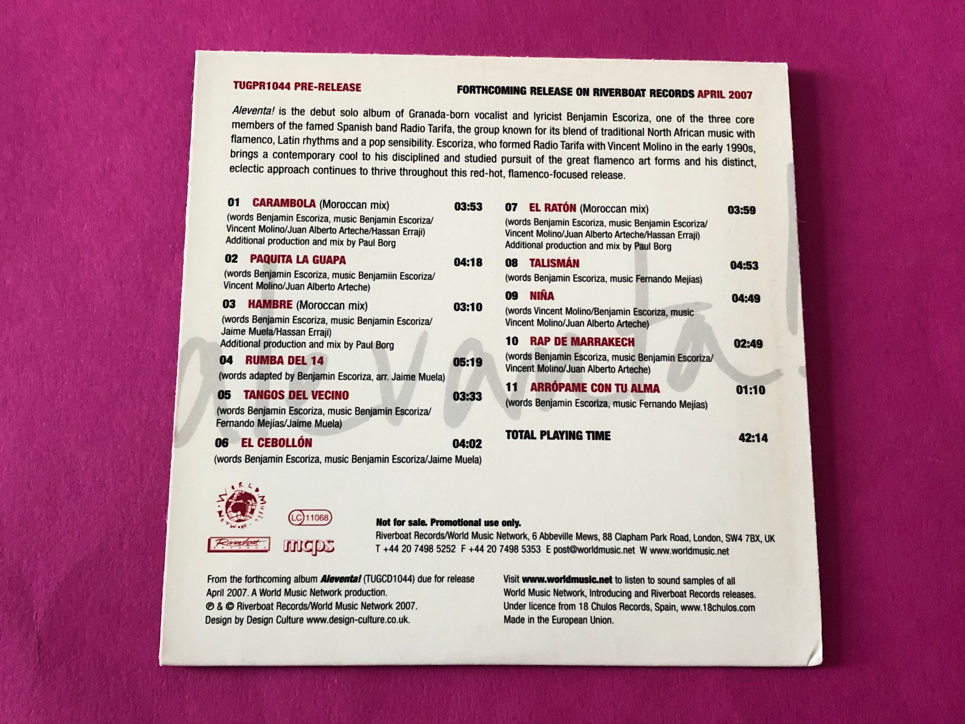 Benjamín Escoriza : Alevanta! (CD, Album, Promo)