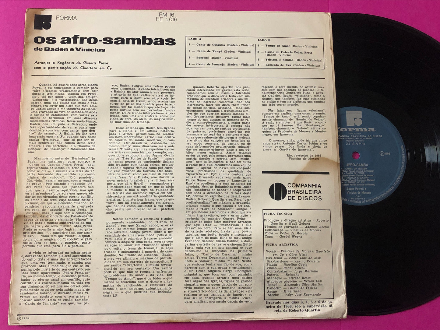 Baden Powell E Vinicius De Moraes : Os Afro Sambas (LP, Album, RE)