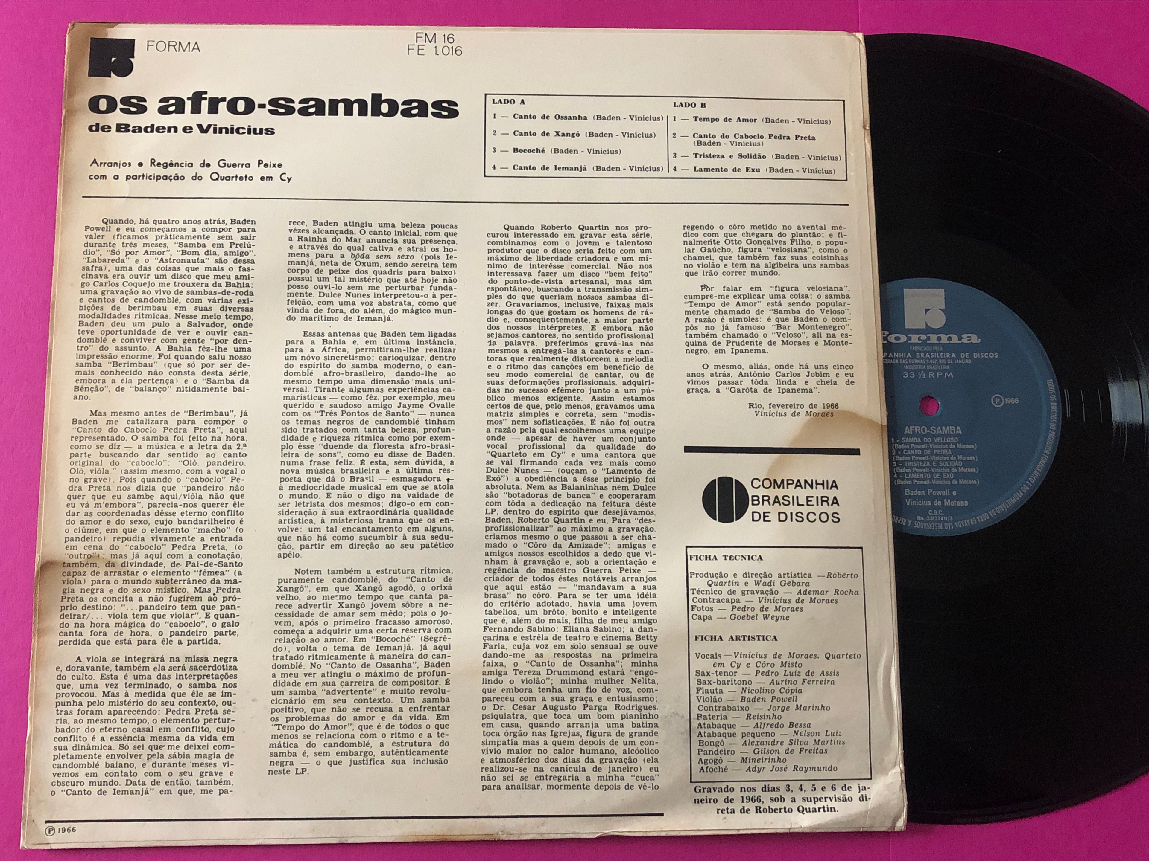 Baden Powell E Vinicius De Moraes : Os Afro Sambas (LP, Album, RE)
