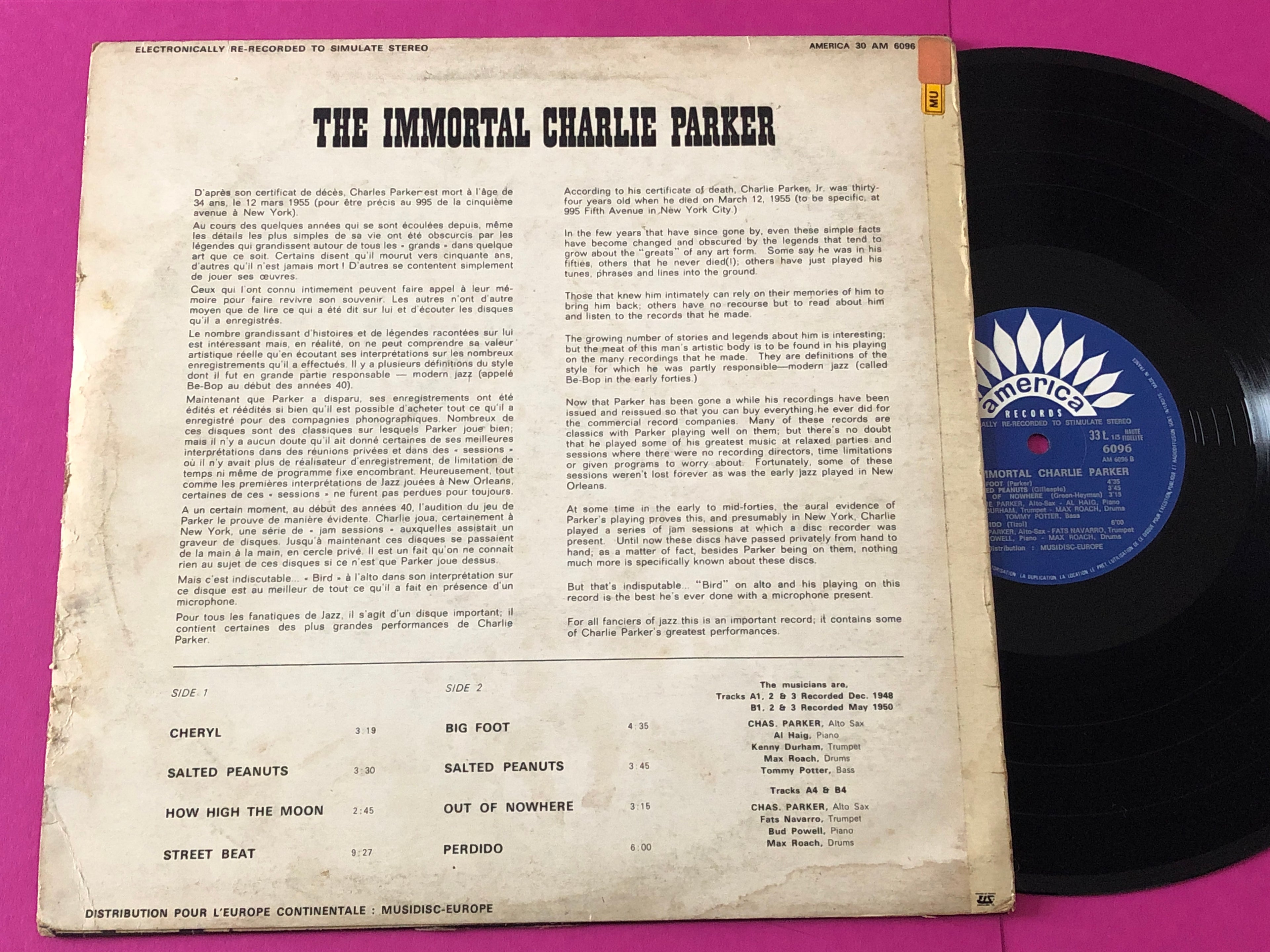 Charlie Parker : The Immortal Charlie Parker (LP,Compilation,Stereo)