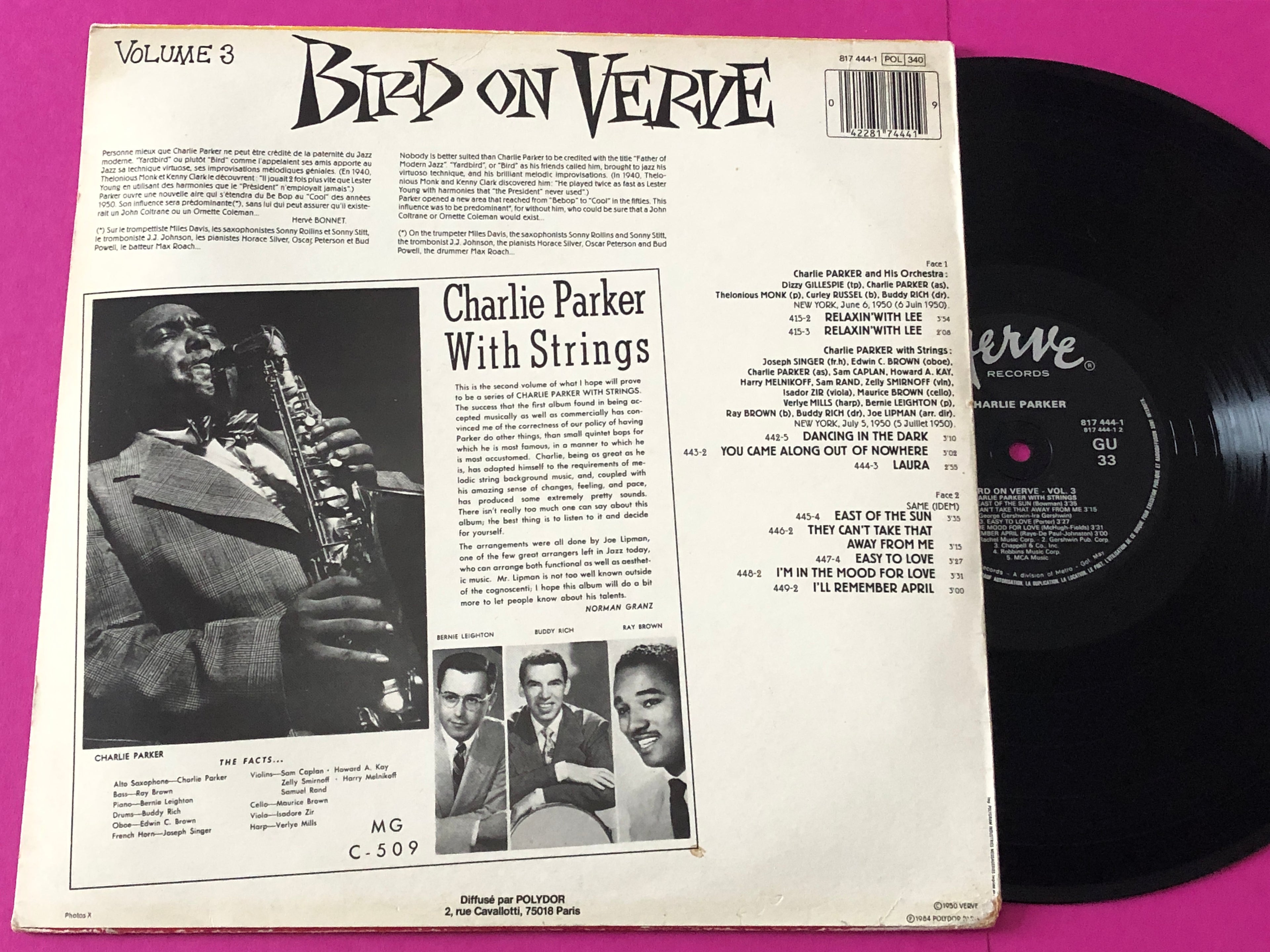 Charlie Parker : Bird On Verve - Volume 3 (With Strings) (LP,Compilation)