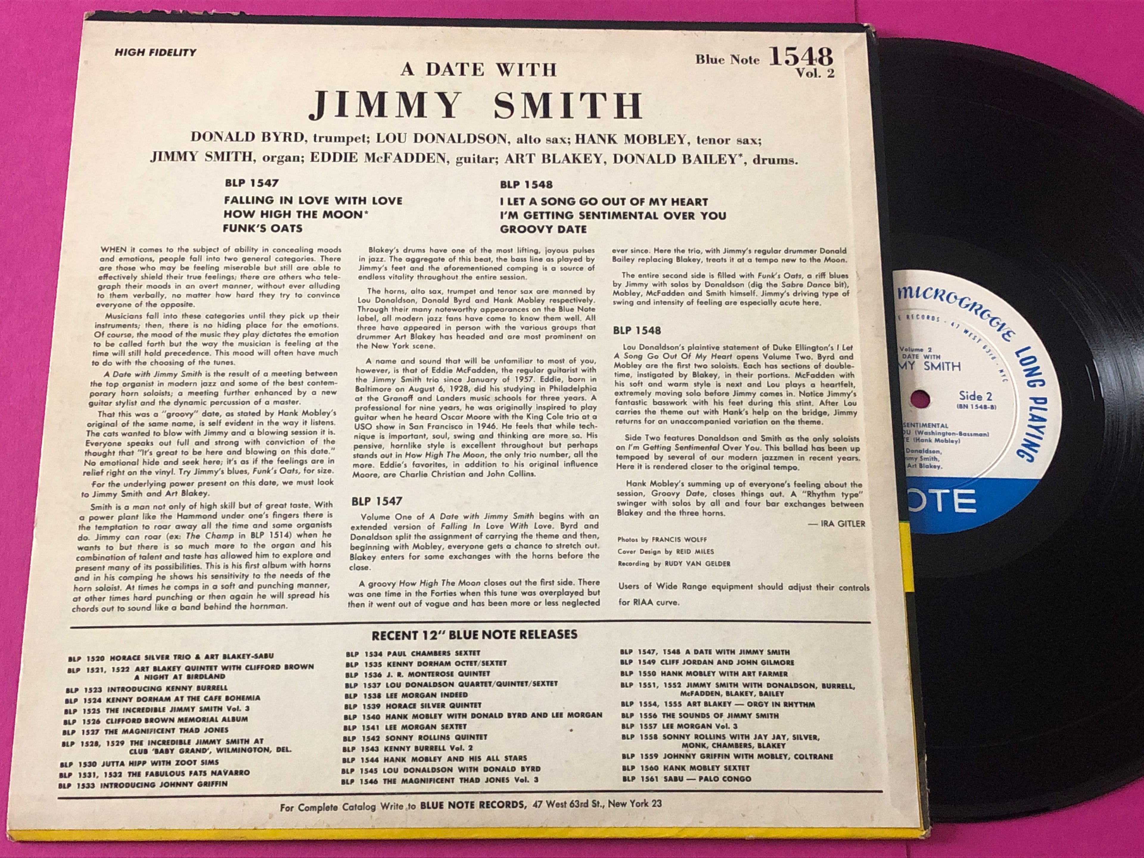 Jimmy Smith : A Date With Jimmy Smith, Vol. 2 (LP,Mono)