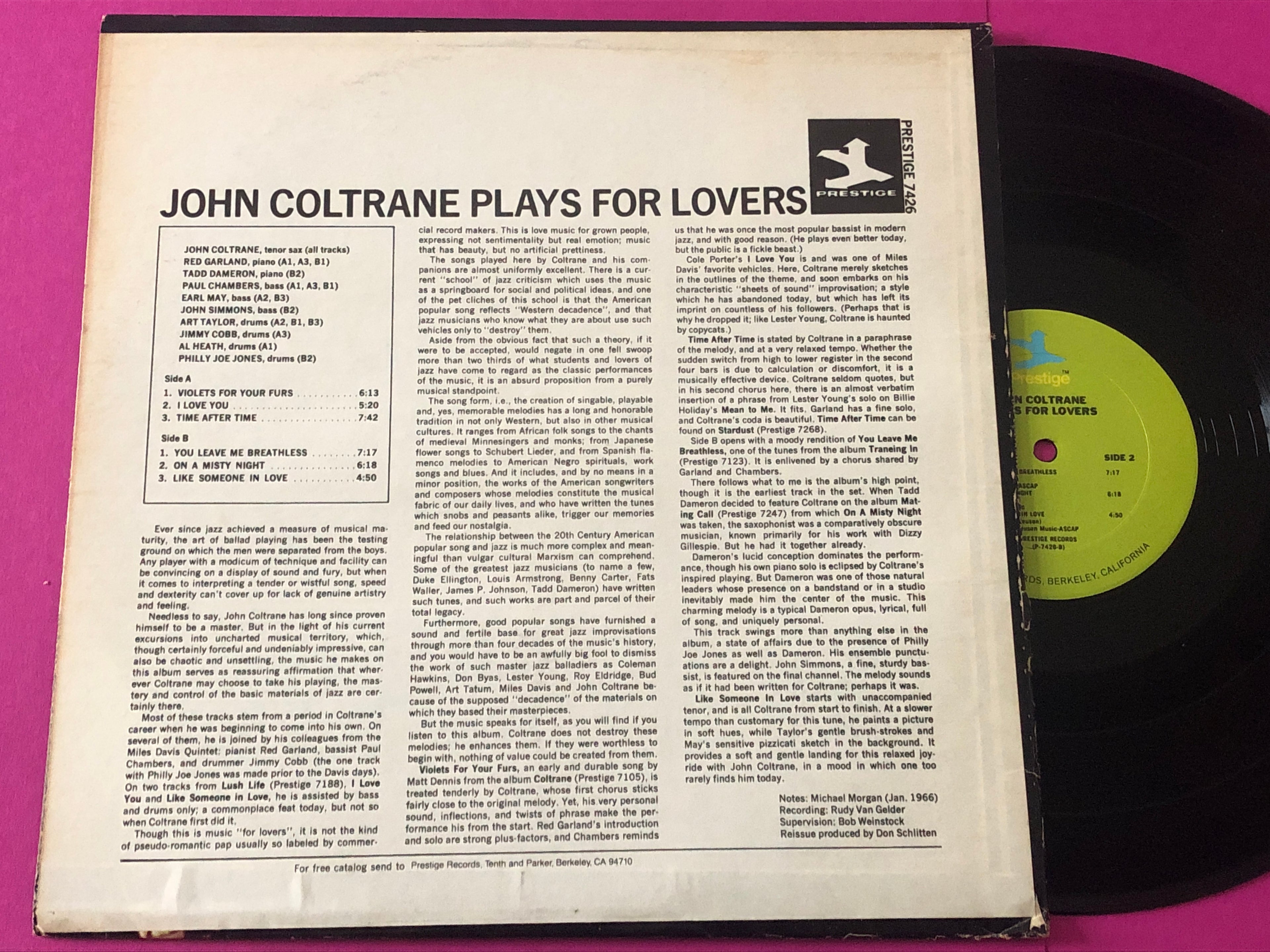 John Coltrane : John Coltrane Plays For Lovers (LP,Compilation,Remastered,Repress,Stereo)
