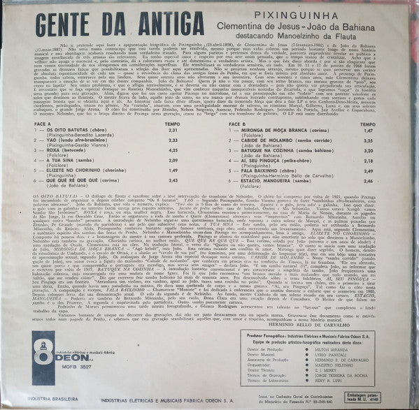Pixinguinha, Clementina De Jesus & João Da Baiana : Gente Da Antiga (LP, Mono)