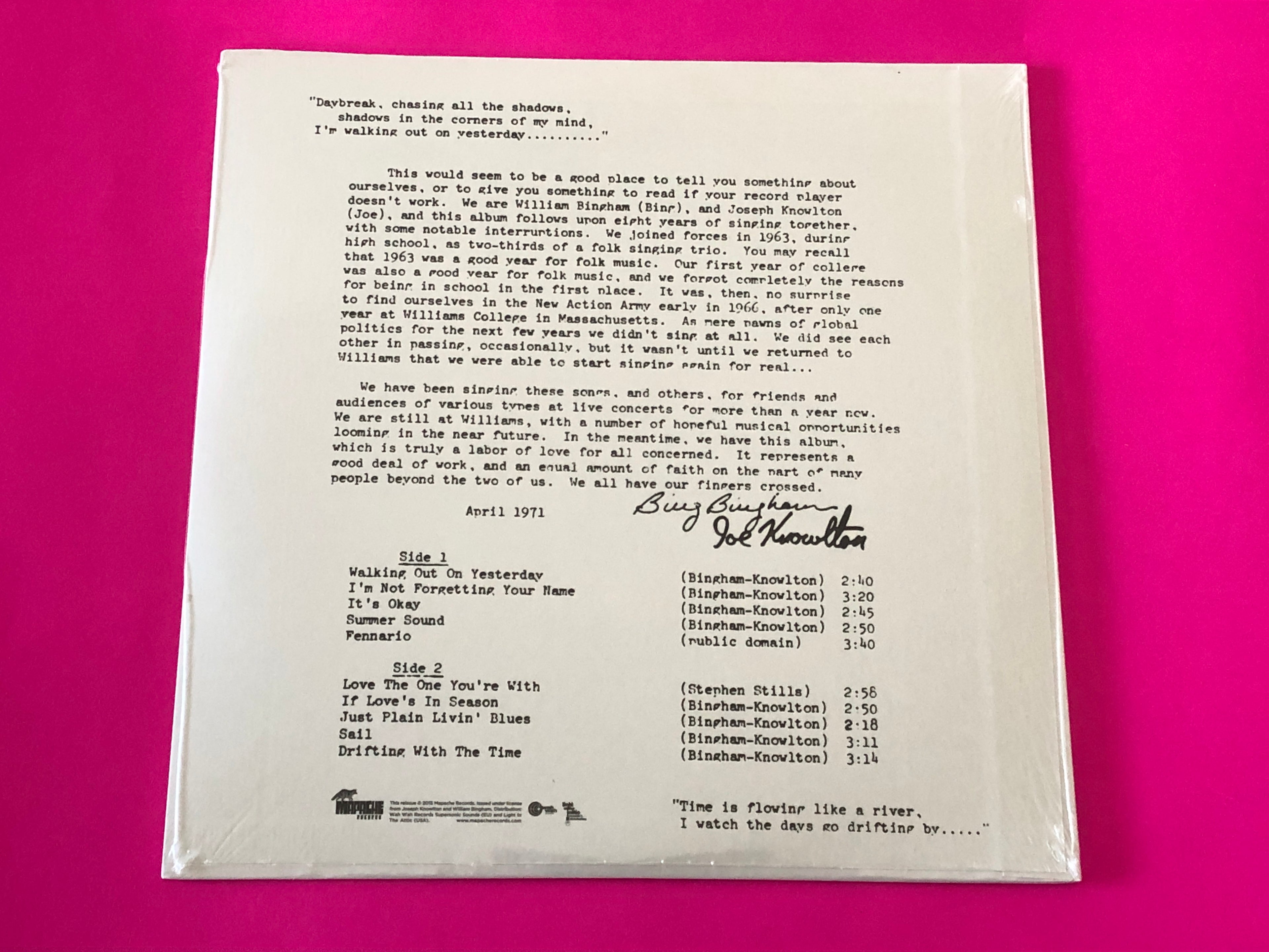 Joe And Bing : Daybreak (LP, Album, RE)