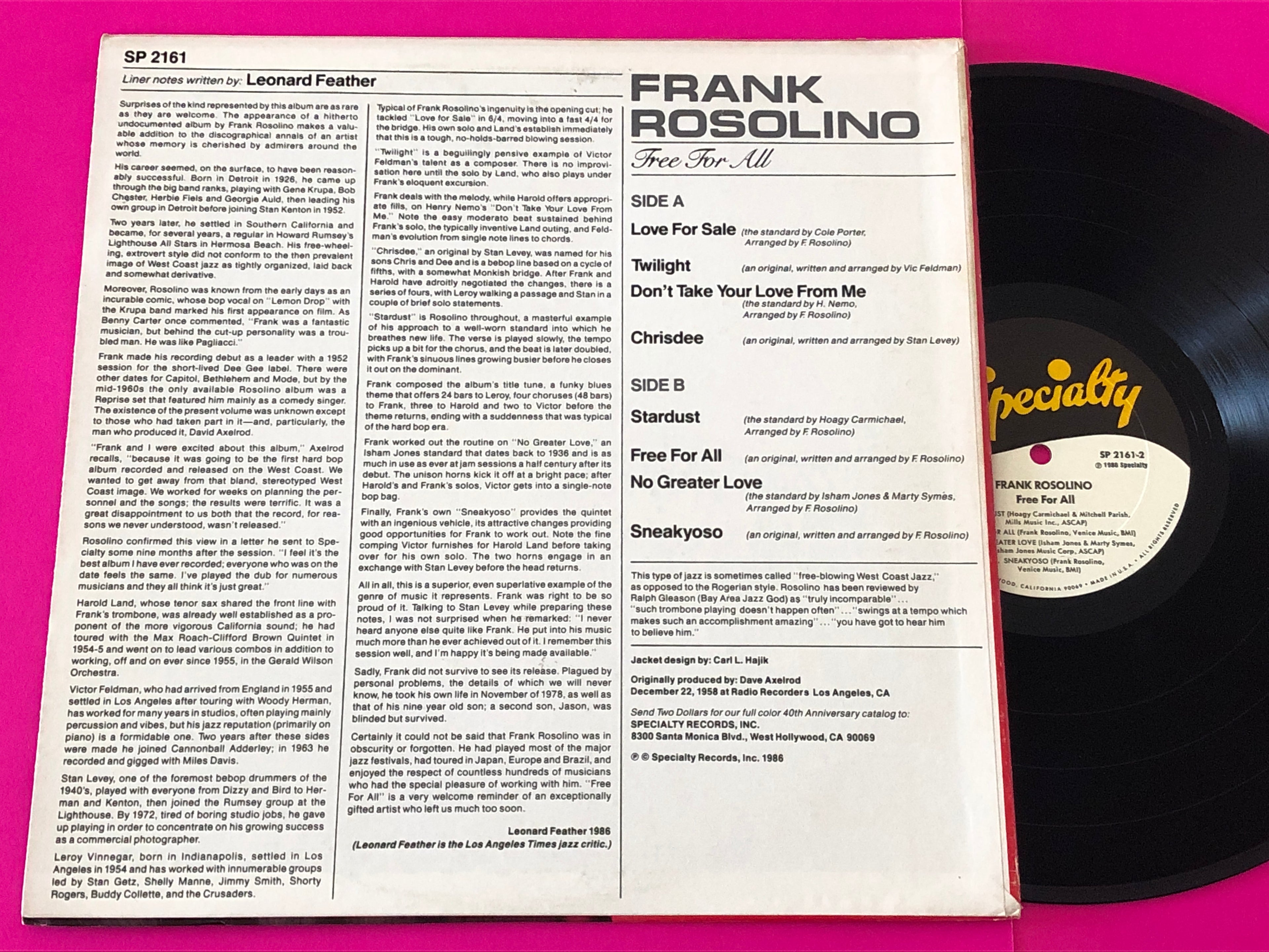 Frank Rosolino : Free For All (LP, Album)