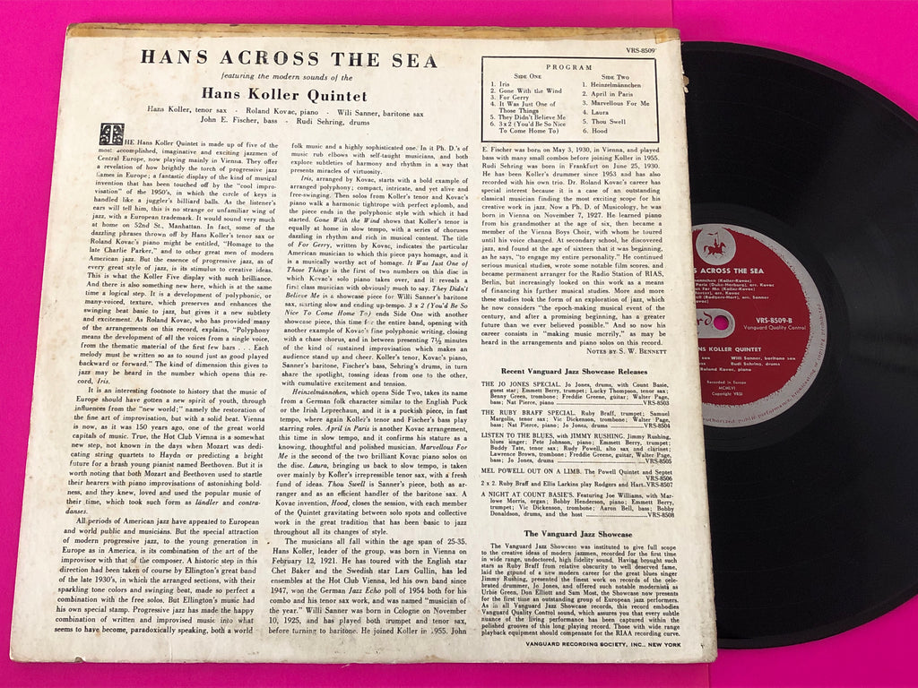 Hans Koller Quintet : Hans Across the Sea (LP, Mono)
