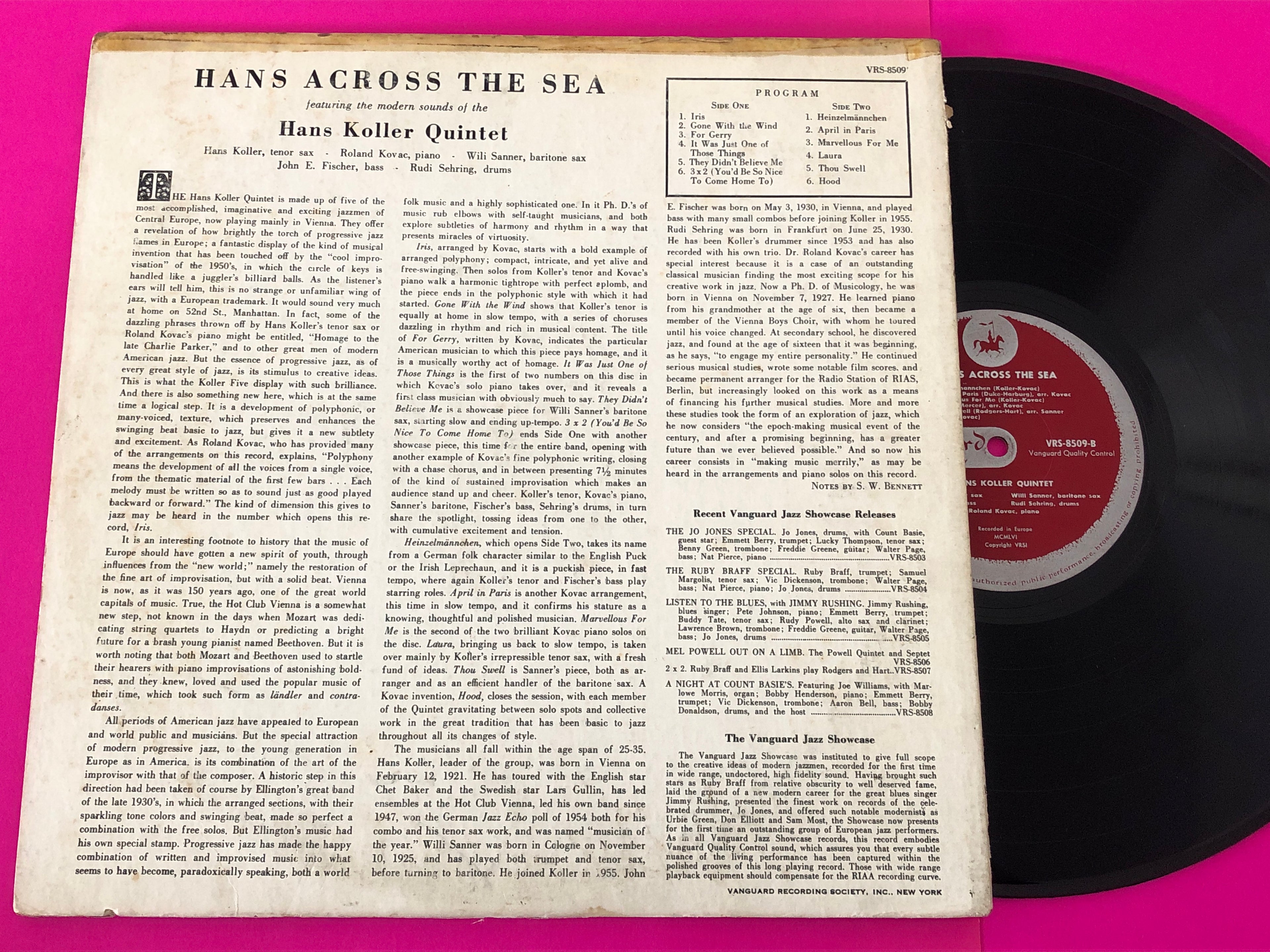 Hans Koller Quintet : Hans Across the Sea (LP, Mono)
