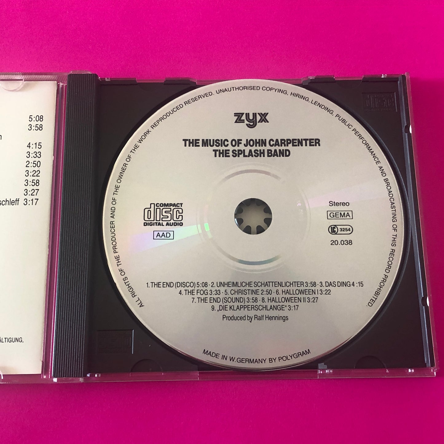 The Splash Band : The Music Of John Carpenter (CD)