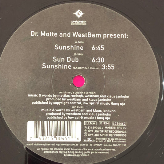 Dr. Motte & WestBam : Sunshine (12")