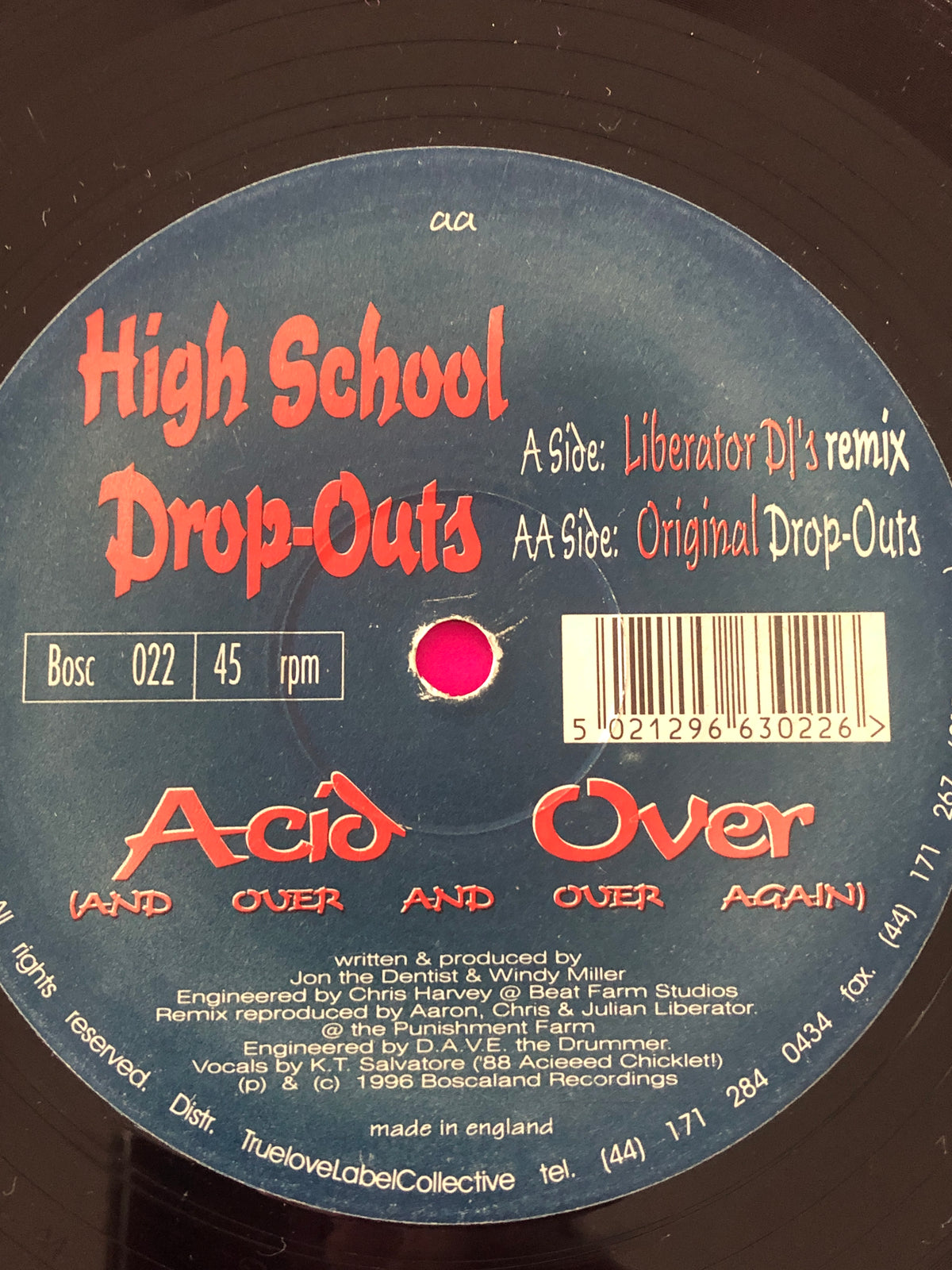 High School Drop-Outs : Acid Over (And Over And Over Again) (12", Wit)