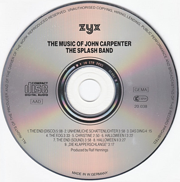 The Splash Band : The Music Of John Carpenter (CD)