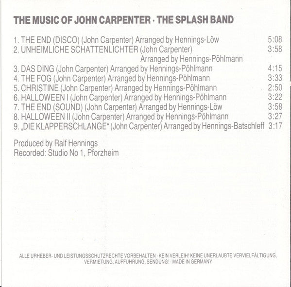 The Splash Band : The Music Of John Carpenter (CD)