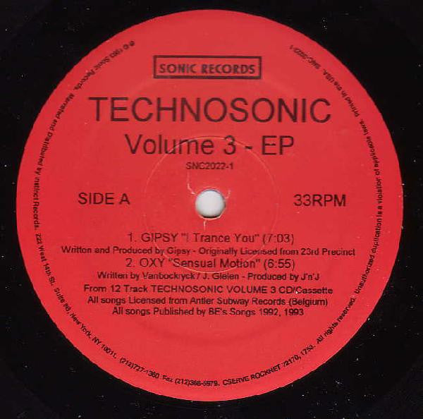 Various : Technosonic Volume 3 - EP (12", EP)