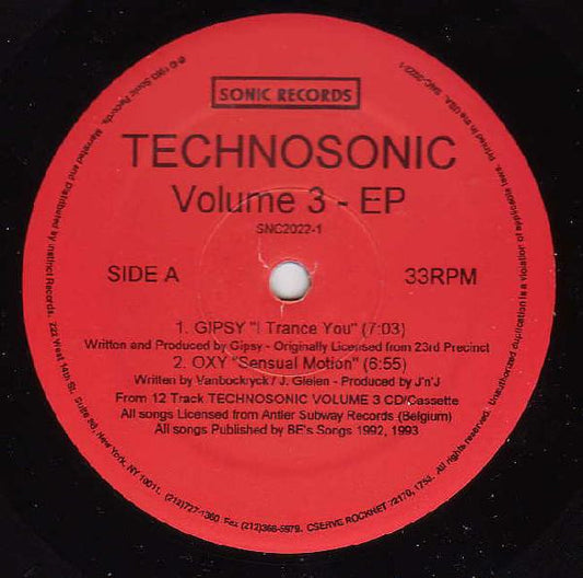 Various : Technosonic Volume 3 - EP (12", EP)