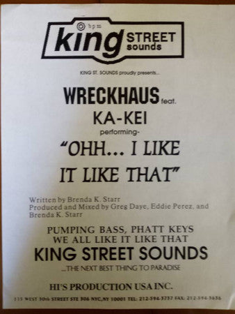 Wreckhaus Feat. Ka-Kei : Ohh... I Like It Like That (12", Promo)