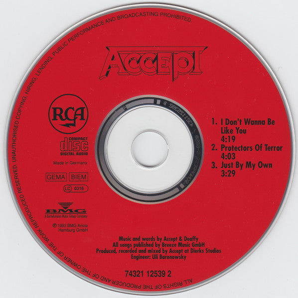 Accept : I Don't Wanna Be Like You (CD, Maxi)