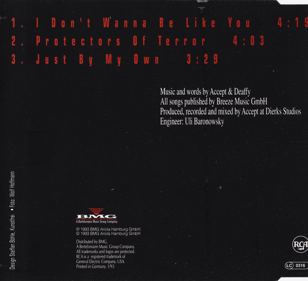 Accept : I Don't Wanna Be Like You (CD, Maxi)