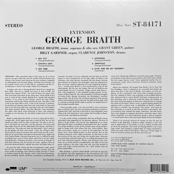 George Braith : Extension (LP,Album,Reissue,Stereo)