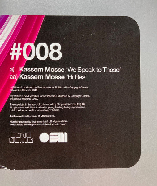 Kassem Mosse : We Speak To Those / Hi Res (12")