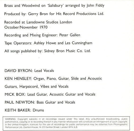 Uriah Heep : Salisbury (CD, Album, RE)