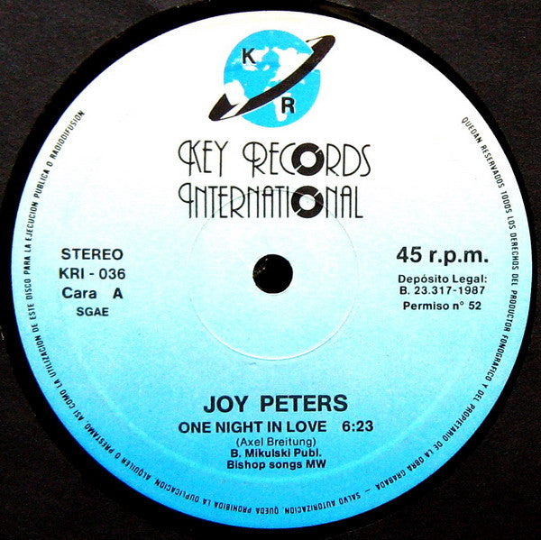 Joy Peters : One Night In Love (12")