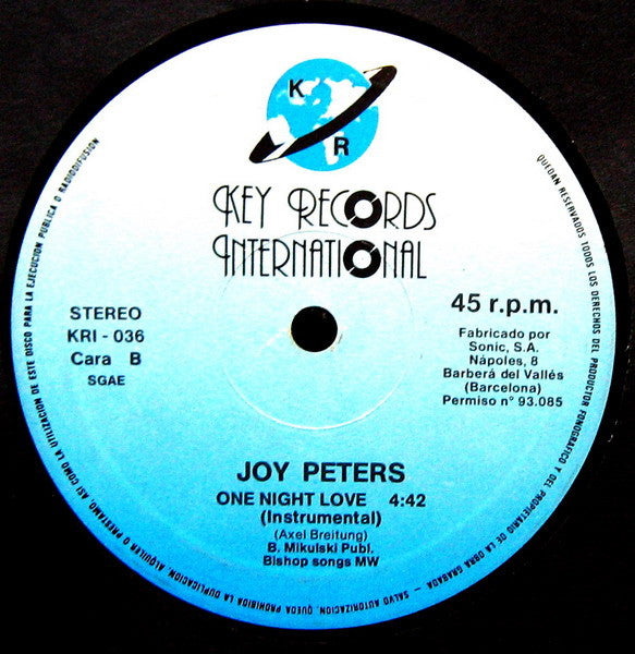 Joy Peters : One Night In Love (12")