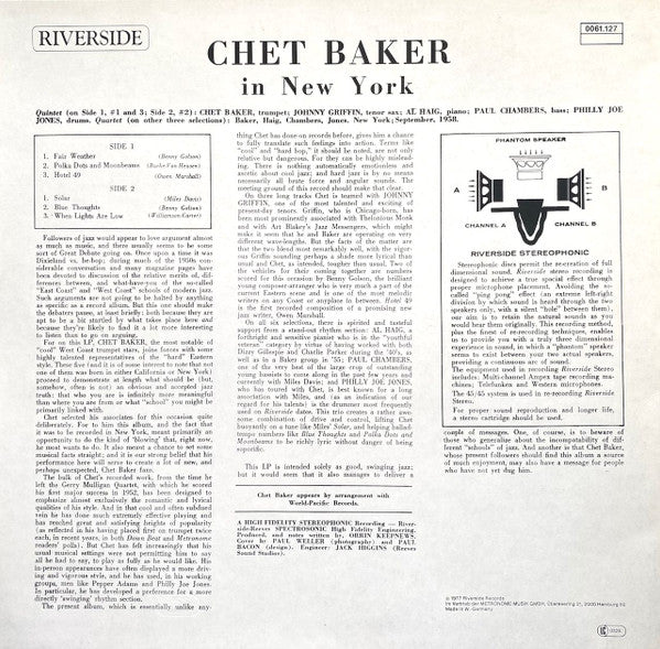 Chet Baker : In New York (LP, Album, RE)