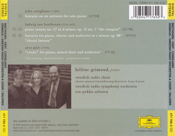 Hélène Grimaud / Swedish Radio Symphony Orchestra* / Swedish Radio Choir* / Esa-Pekka Salonen : Credo (CD, Album)