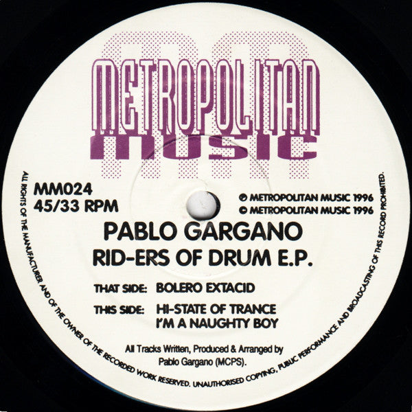 Pablo Gargano : Rid-Ers Of Drum E.P. (12", EP)