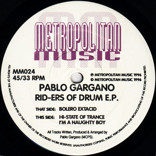 Pablo Gargano : Rid-Ers Of Drum E.P. (12", EP)