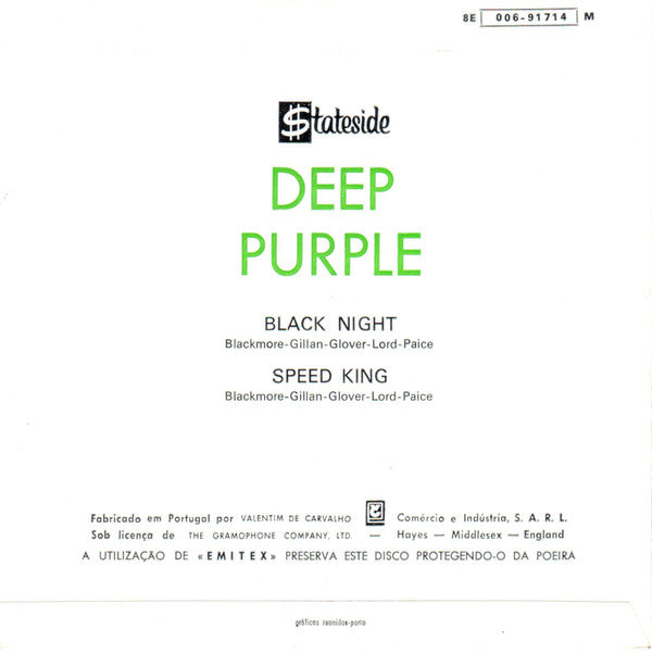 Deep Purple : Black Night  (7", Single)