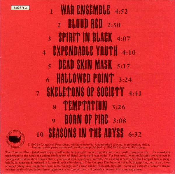 Slayer : Seasons In The Abyss (CD, Album)
