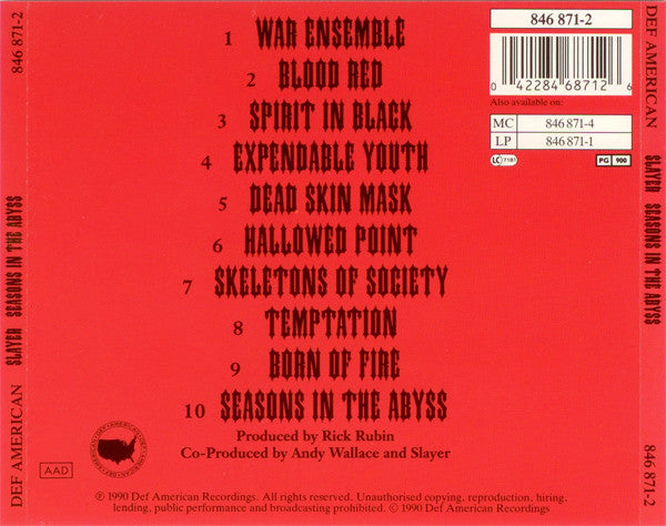 Slayer : Seasons In The Abyss (CD, Album)