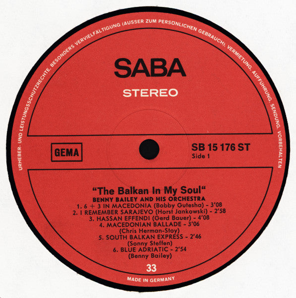 Benny Bailey And His Orchestra : The Balkan In My Soul (Bouncing Balkan Ballads) (LP, Album)