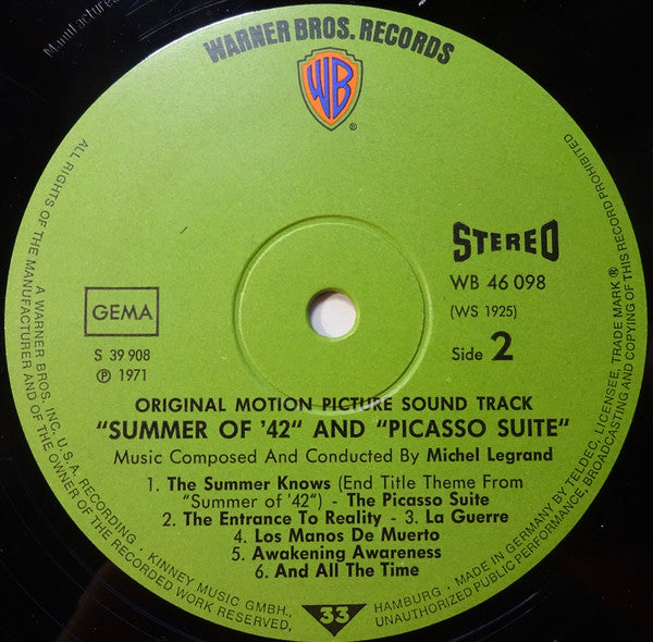 Michel Legrand : Summer Of '42 (LP, Album, RE)