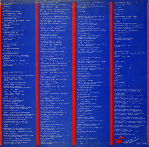 Robert Ashley : Perfect Lives (Private Parts): The Bar (LP)