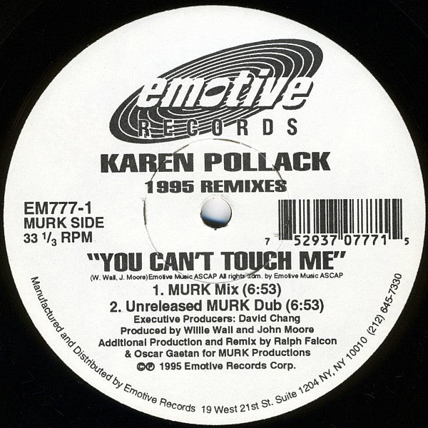 Karen Pollard : You Can't Touch Me (1995 Remixes) (12")
