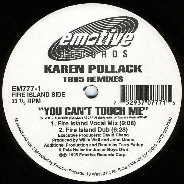 Karen Pollard : You Can't Touch Me (1995 Remixes) (12")