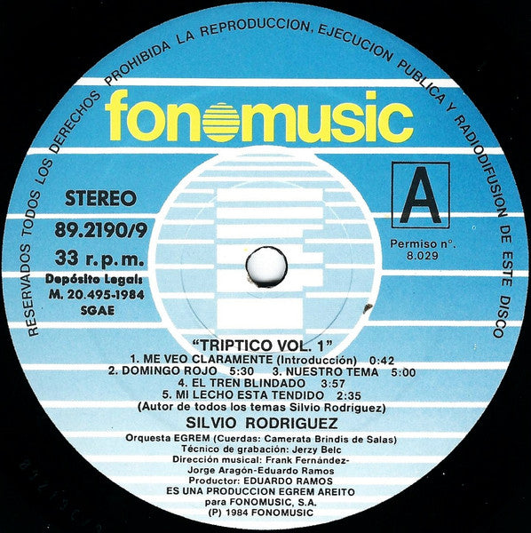 Silvio Rodríguez : Tríptico (Volúmen Dos) (LP, Album)