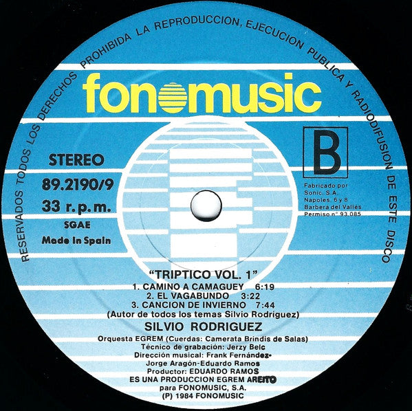 Silvio Rodríguez : Tríptico (Volúmen Dos) (LP, Album)